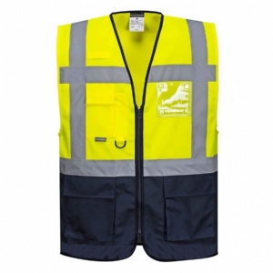 Portwest C476 Warsaw Executive Yellow/Navy Hi-Vis Work Vest